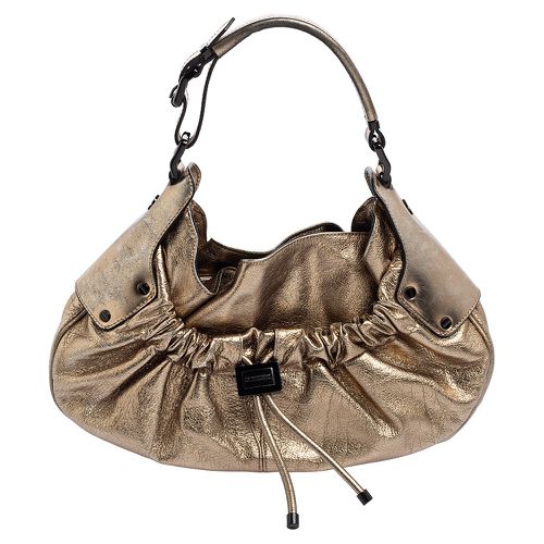 Burberry Gold Leather Warrior Drawstring Hobo - Burberry - Modalova