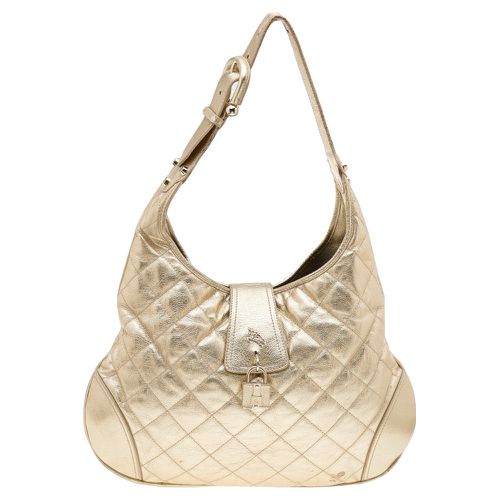 Burberry Metallic Gold Quilted Leather Brooke Hobo - Burberry - Modalova