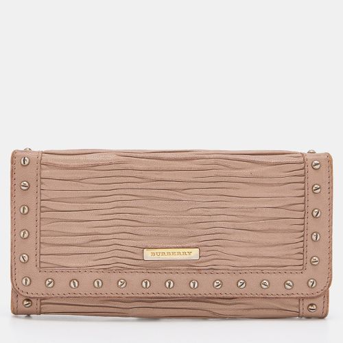 Old Rose Pleated Leather Flap Continental Wallet - Burberry - Modalova