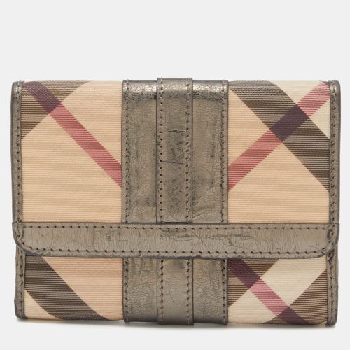 Burberry Metallic/Beige Nova Check PVC and Patent Leather French Wallet - Burberry - Modalova