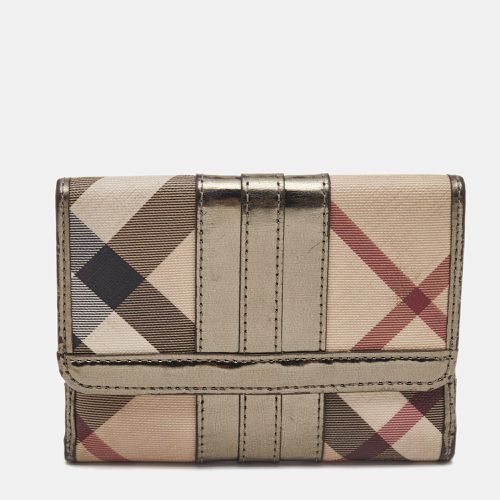 Burberry Metallic/Beige Nova Check PVC and Patent Leather French Wallet - Burberry - Modalova