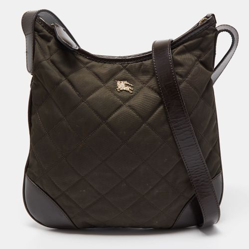 Burberry Dark Brown/Military Green Quilted Nylon and Leather Crossbody Bag - Burberry - Modalova