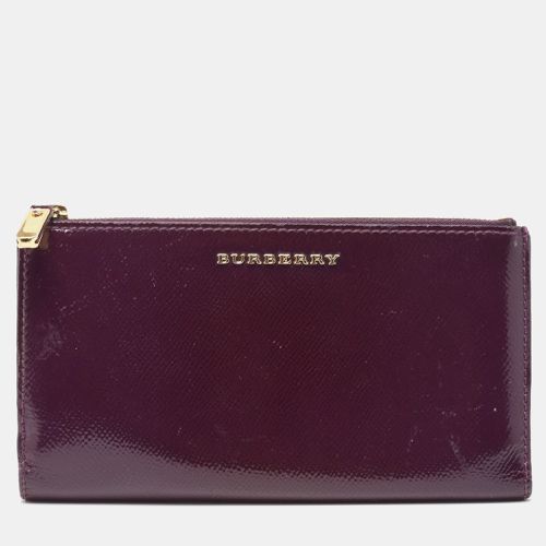 Burberry Purple Patent Leather Zip Bifold Wallet - Burberry - Modalova