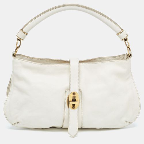 Burberry Off White Leather Creighton Hobo - Burberry - Modalova