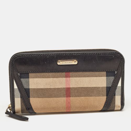 Burberry Black/Beige House Check Canvas and Leather Ziggy Zip Around Wallet - Burberry - Modalova