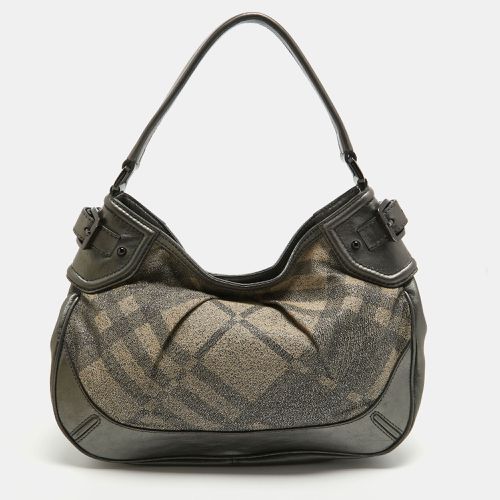 Burberry Grey Nova Check Lurex and Leather Fairby Hobo - Burberry - Modalova