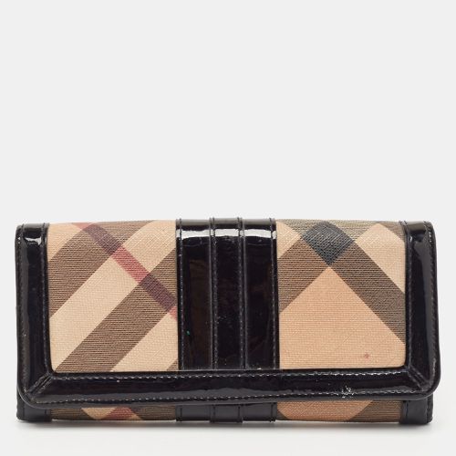 Burberry Black Novacheck Canvas and Patent Leather Penrose Continental Wallet - Burberry - Modalova