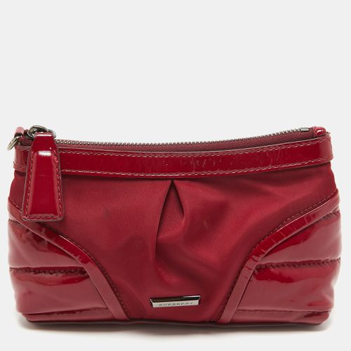 Burberry Burgundy Patent Leather and Nylon Westchester Clutch - Burberry - Modalova