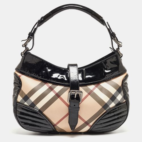 Burberry Black/Beige Nova Check PVC and Patent Leather Hobo - Burberry - Modalova