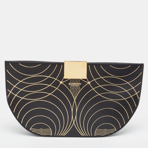 Burberry Black/Gold Printed Leather Olympia Wristlet Clutch - Burberry - Modalova