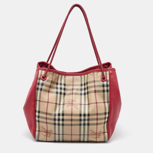 Burberry Beige/Pink Haymarket Check PVC and Leather Small Canterbury Tote - Burberry - Modalova