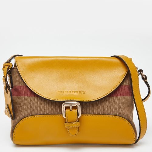 Yellow House Check Canvas and Leather Shoulder Bag - Burberry - Modalova