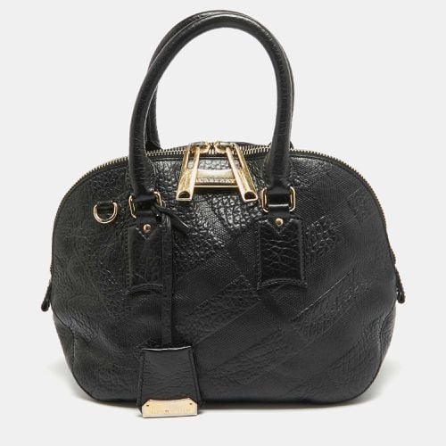 Burberry Black Heritage Check Embossed Leather Small Orchard Bowler Bag - Burberry - Modalova