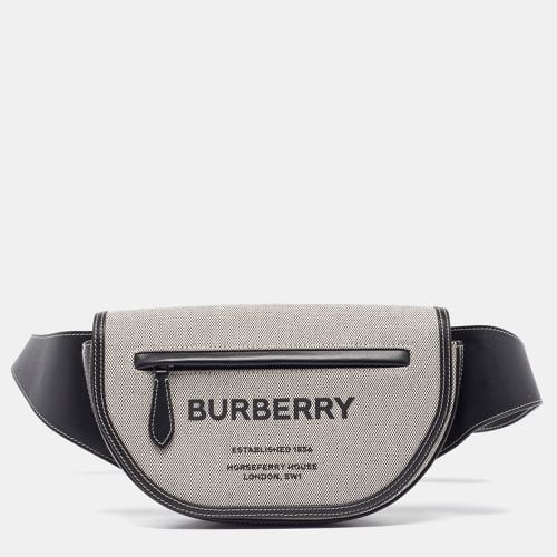 Burberry Grey/Black Canvas and Leather Small Olympia Bumbag - Burberry - Modalova