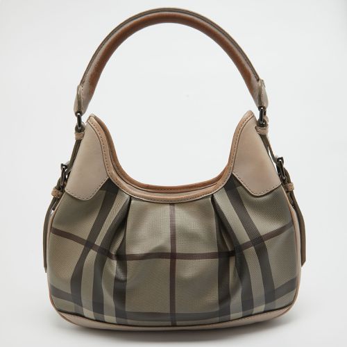 Burberry Smoked Check Coated Canvas and Leather Small Brooklyn Hobo - Burberry - Modalova