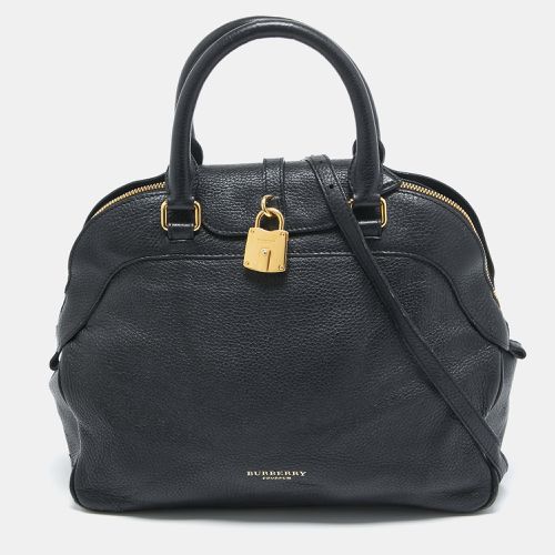 Burberry Black Leather Padlock Flap Satchel - Burberry - Modalova