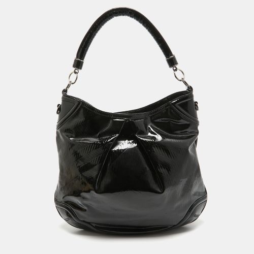 Burberry Black Textured Patent Leather Hobo - Burberry - Modalova