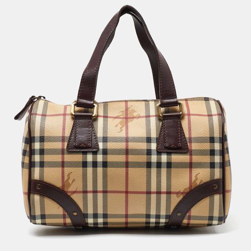 Burberry Brown/Beige Haymarket Coated Canvas and Leather Chester Bowler Bag - Burberry - Modalova