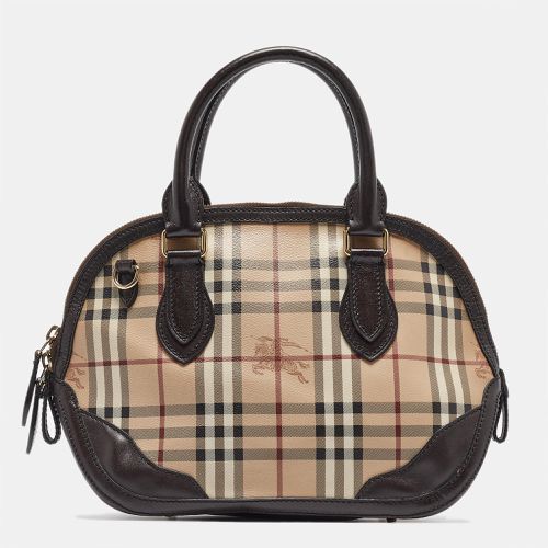 Burberry Beige/Dark Brown House Check Coated Canvas and Leather Orchard Bag - Burberry - Modalova