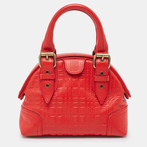 Burberry Red Check Embossed Leather Frame Satchel - Burberry - Modalova