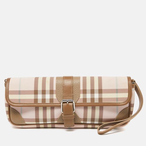 Burberry Pink/Beige House Check PVC and Leather Buckle Flap Wristlet Clutch - Burberry - Modalova