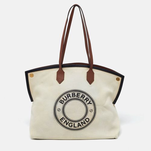 Burberry Tri Color Canvas and Leather Large Society Tote - Burberry - Modalova