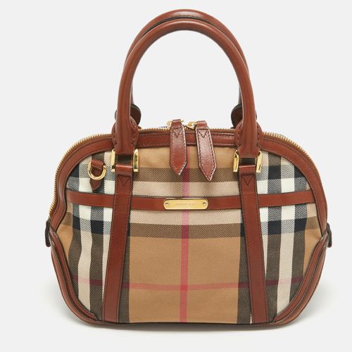 Burberry Brown/Beige House Check Fabric and Leather Orchard Bowler Bag - Burberry - Modalova