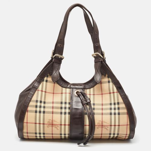 Burberry Brown/Beige Haymarket Check Coated Canvas Tassel Satchel - Burberry - Modalova