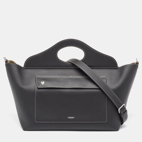 Burberry Black Leather Medium Soft Pocket Tote - Burberry - Modalova