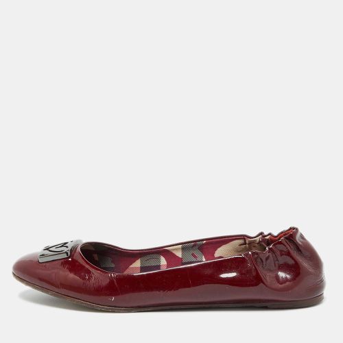 Burberry Burgundy Patent Leather Scrunch Ballet Flats Size 40 - Burberry - Modalova