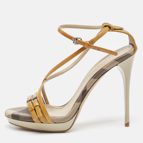 Patent and Canvas Ankle Strap Sandals Size 38 - Burberry - Modalova