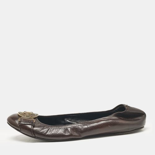 Burberry Dark Brown Leather Buckle Detail Scrunch Ballet Flats Size 39 - Burberry - Modalova