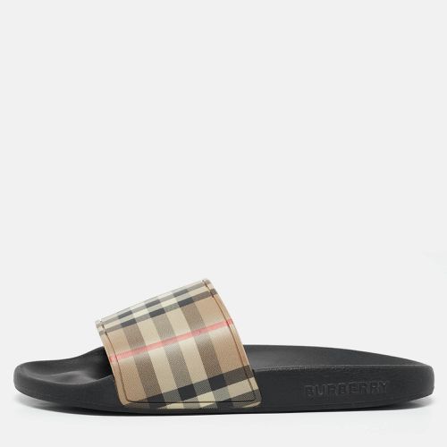 Brown Check Rubber Pool Slides Size 35 - Burberry - Modalova