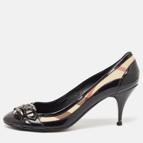 Burberry Black Canvas and Leather Pointed Toe Pumps Size 39.5 - Burberry - Modalova