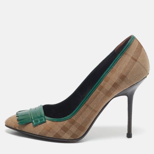 Burberry Brown/Green Patent Leather and Canvas Pumps Size 40 - Burberry - Modalova