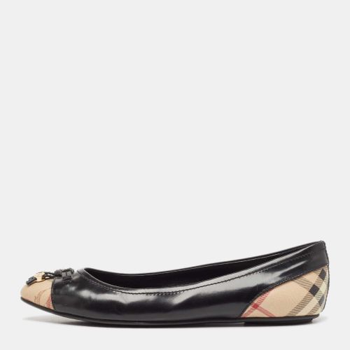 Burberry Black Patent Leather and Coated Canvas Ballet Flats Size 38 - Burberry - Modalova