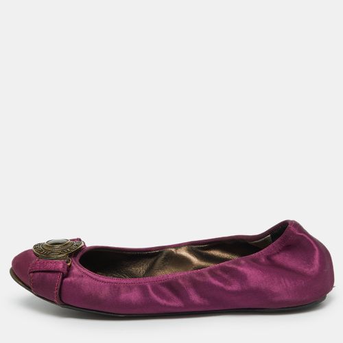 Burberry Purple Satin Buckle Logo Scrunch Ballet Flats Size 37 - Burberry - Modalova