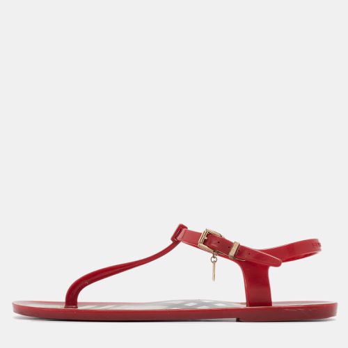 Burberry Red Jelly Thong Flat Sandals Size 38 - Burberry - Modalova