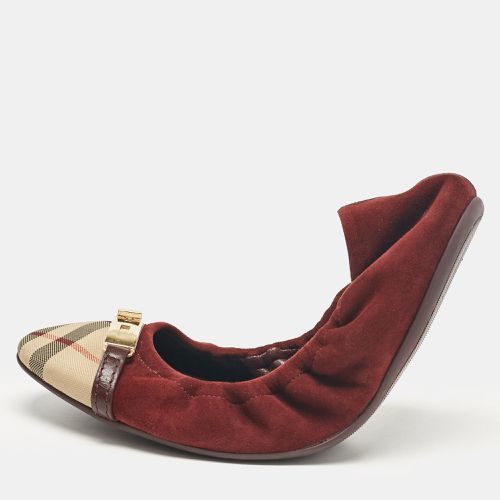 Burberry Burgundy Suede and Canvas Ballet Flats Size 39.5 - Burberry - Modalova