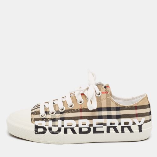 Burberry Beige Vintage Check Canvas Low Top Sneakers Size 38 - Burberry - Modalova