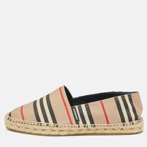 Black House Check Fabric and Leather Espadrille Flats Size 38 - Burberry - Modalova