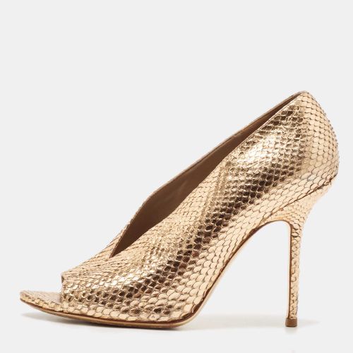 Burberry Metallic Gold Snakeskin Embossed Leather Peep Toe Pumps Size 36 - Burberry - Modalova