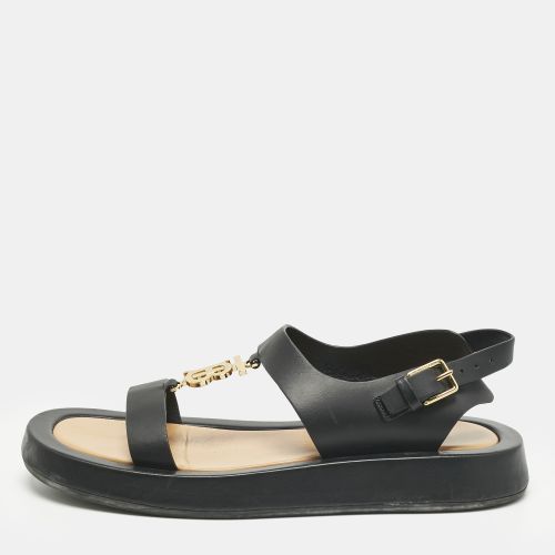 Burberry Black Leather Slingback Sandals Size 40 - Burberry - Modalova