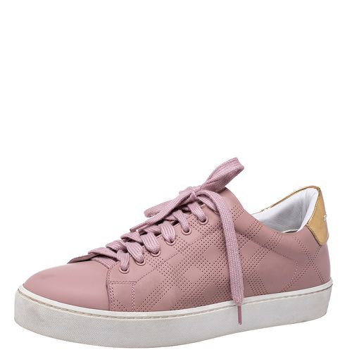 Burberry Pink Perforated Leather Westford Low Top Sneakers Size 38.5 - Burberry - Modalova