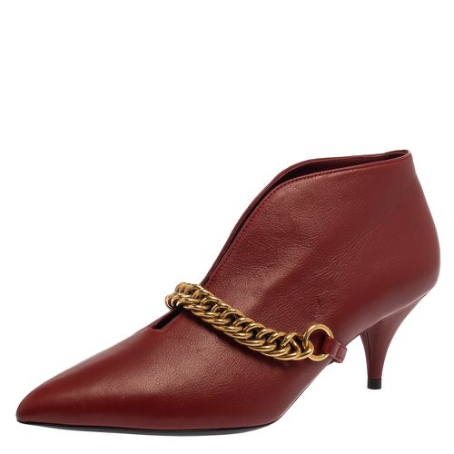 Burberry Burgundy Leather Bronwen Chain Embellished Pointed Toe Ankle Booties Size 37 - Burberry - Modalova