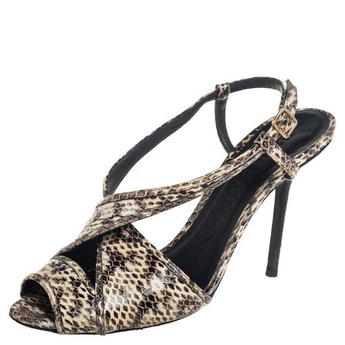 Burberry Beige/Brown Embossed Python Leather Criss Cross Slingback Sandals Size 39 - Burberry - Modalova