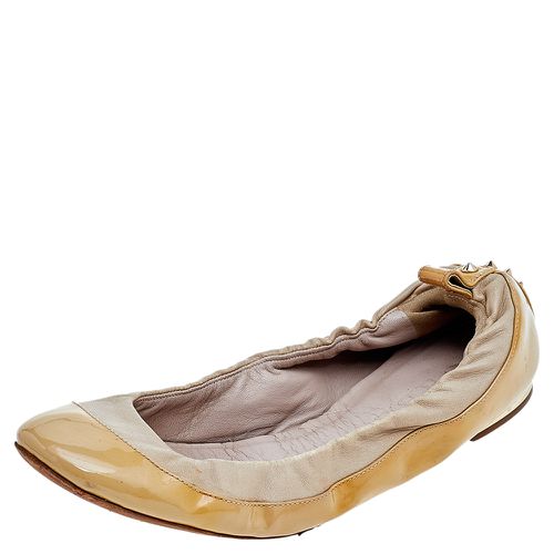 Burberry Beige Patent And Leather Scrunch Ballet Flats Size 36 - Burberry - Modalova