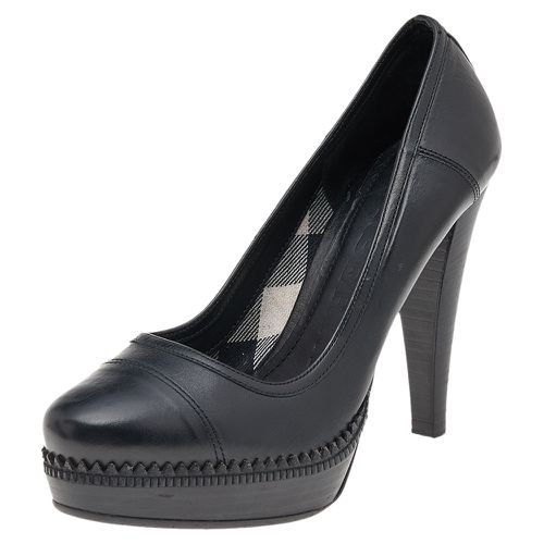 Burberry Black Leather Platform Pumps Size 36 - Burberry - Modalova