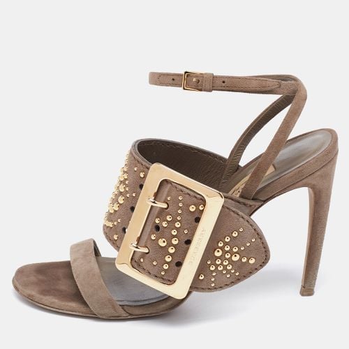 Burberry Grey Suede Studded Padstow Ankle-Wrap Sandals Size 37 - Burberry - Modalova