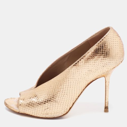 Burberry Metallic Embossed Snakeskin Peep Toe Pumps Size 39 - Burberry - Modalova